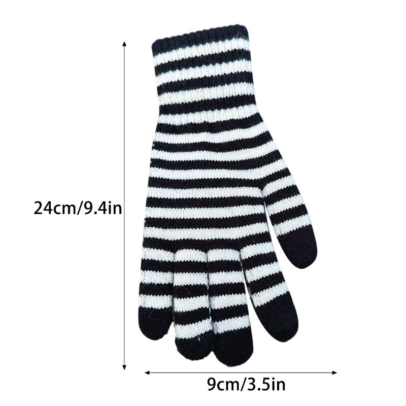 Winter Men Knitted Gloves Mobile Phone Touch Mitten Thicken Striped Striped