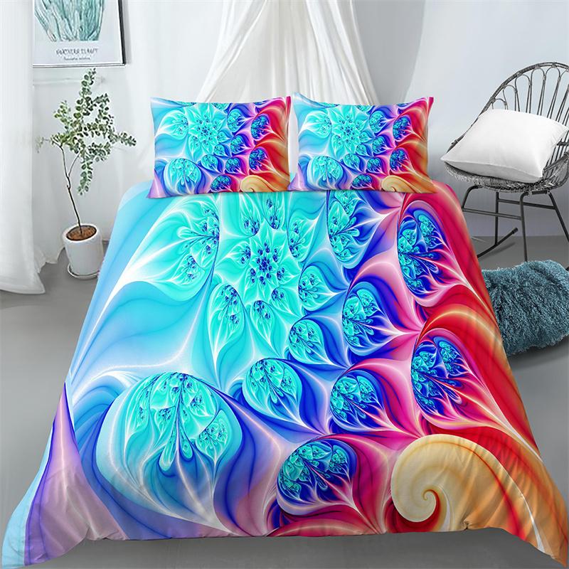 

Psychedelic Swirl Duvet Cover Colorful Abstract Geometric Bedding Set Microfiber Bohemia Floral Quilt Cover King For Girls Teens AU Single(140x210cm)