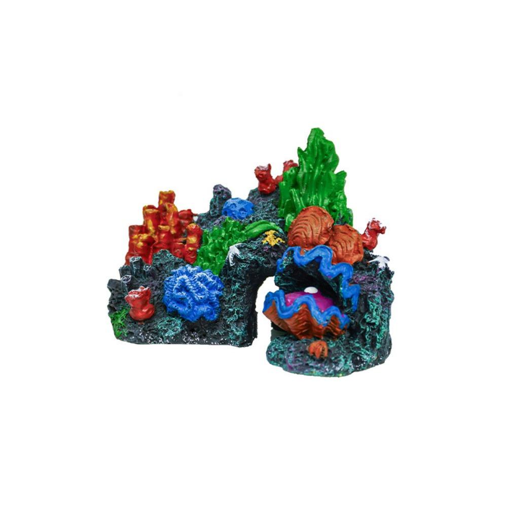 

Resin Aquarium Coral Reef Ornaments Colorful Fish Eluding Shelter Fish Rock House Shrimp Shelter Style 5