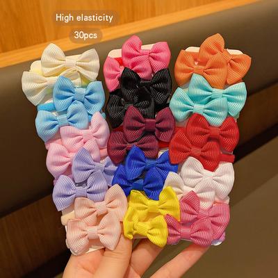 30 Colorful Bow Hair Accessories with Randomly Cute Kids's Elastic Bands Suitable for Daily Use
