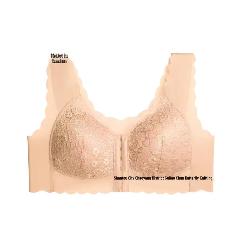 European & American Plus Size Front Closure Push-Up Bra, Women's Fixed Cup Vest Style
