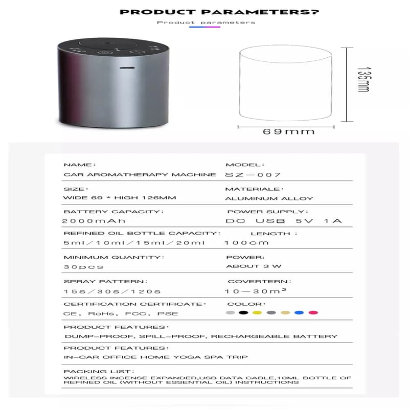 Ny helautomatisk aromaterapimaskin Aluminiumslegering Nano Fin Tåke Vannfri Eterisk Olje Diffuser Intelligent Tidsstyrt Aromaterapimaskin