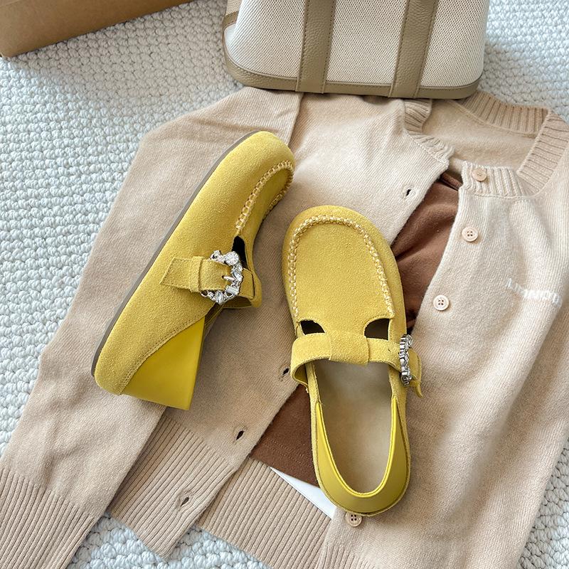 

Retro Boken shoes women s spring 2025 new soft-soled Boken women s shoes loafers Doudou shoes two wear single shoes 35 жёлтый