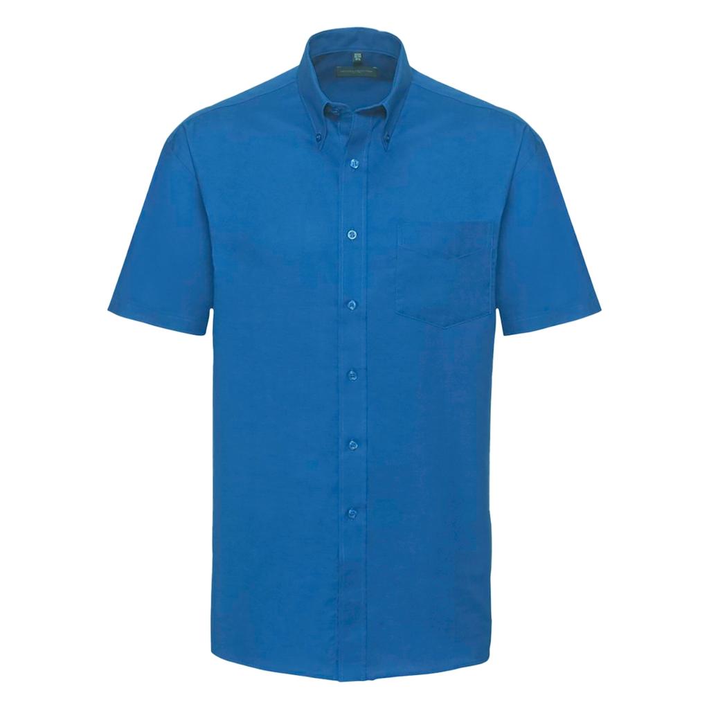 Russell Collection Mens Short Sleeve Easy Care Oxford Shirt