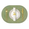 1/4/6PCS Green Oval Cotton Braided Table Place Mats Non-Slip Dining Table Coasters Big Kitchen Gift Set