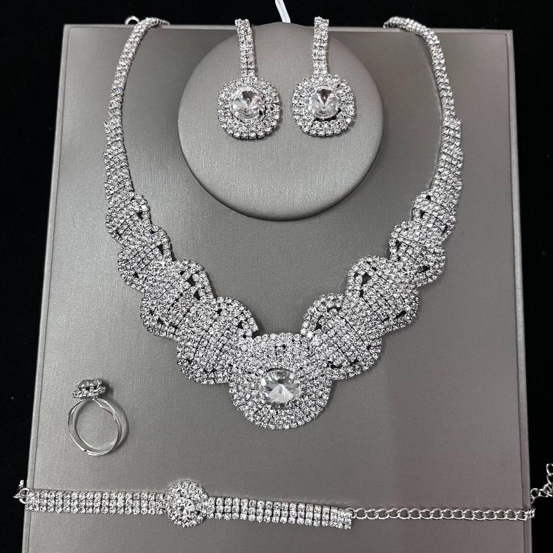 Fashion Versatile Bridal Suit Necklace, Women S Simple Diamond Jewelry серебряный