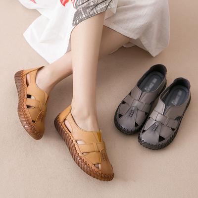 Women's Sandals Summer Leather Handmade Ladies Shoes Women Flats Mother Shoes
