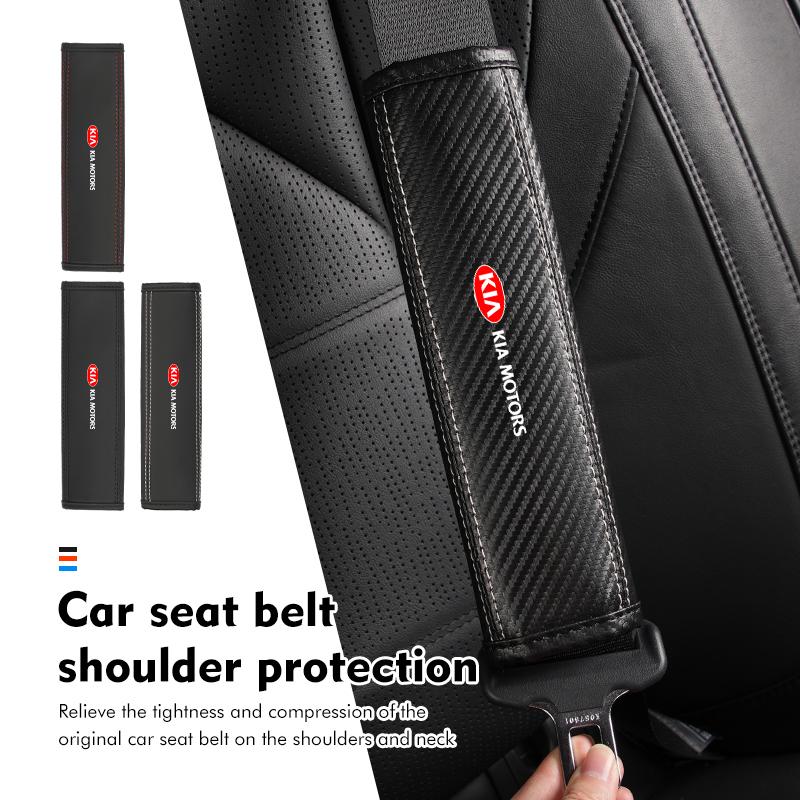 Leather Car Seat Belt Shoulder Protector Seat Belt Cover For KIA Sportage Rio Ceed Niro Soul Stonic Picanto ProceedEY1