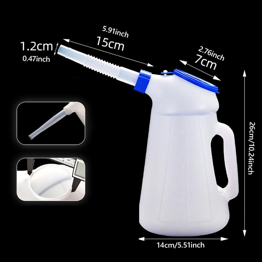Oil Measuring Container Automotive Dispenser Portable Sturdy, Leakproof, with Long Spout, Pot