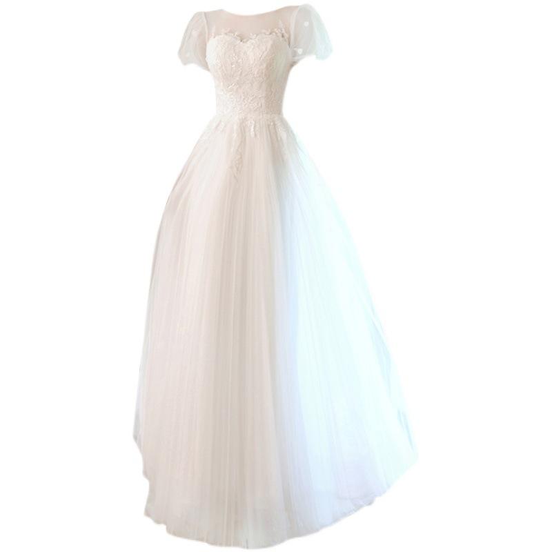 Princess Bride Ballonärmel leichtes Hochzeitskleid weißes Brautjungfernkleid 1011 neues Temperament Performance Laufsteg Gastgeberin Kleid
