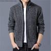 Herren Warmer Fleecegefütterter Strickjackenpullover mit Reißverschluss - Einfarbig, Stehkragen, Übergröße, Lässige Winterbekleidung.