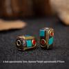 Handmade Ethnic Retro Buddhist Copper Beads with Inlaid Turquoise and Brass Spacer Beads.
