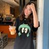 Summer New Large Size Fun Printing Short-sleeved T-shirt Fat Mm Versatile Loose Casual Pure Cotton Top Women