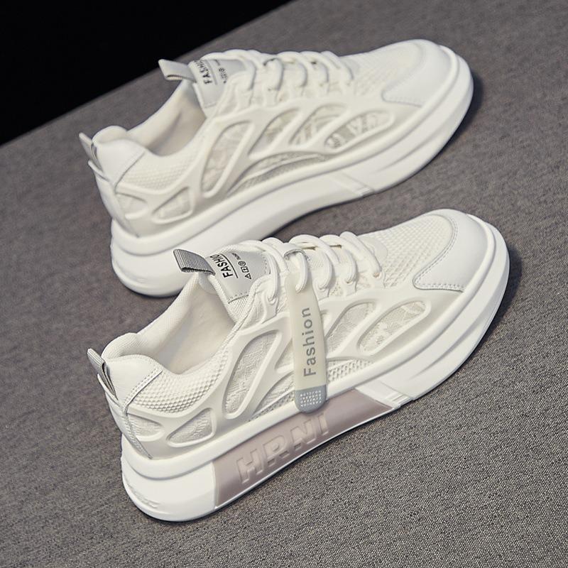 Platform white shoes women's summer new breathable mesh casual board shoes versatile height-increasing women's shoes