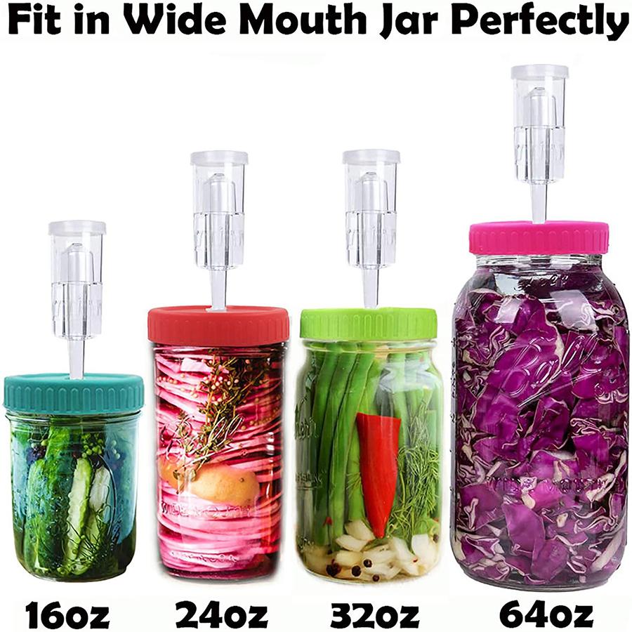 Fermentation Lids Plastic Fermenting Lid with Airlock Fermentation Lids for Wide Mouth Mason Jars (Jars Not Included)