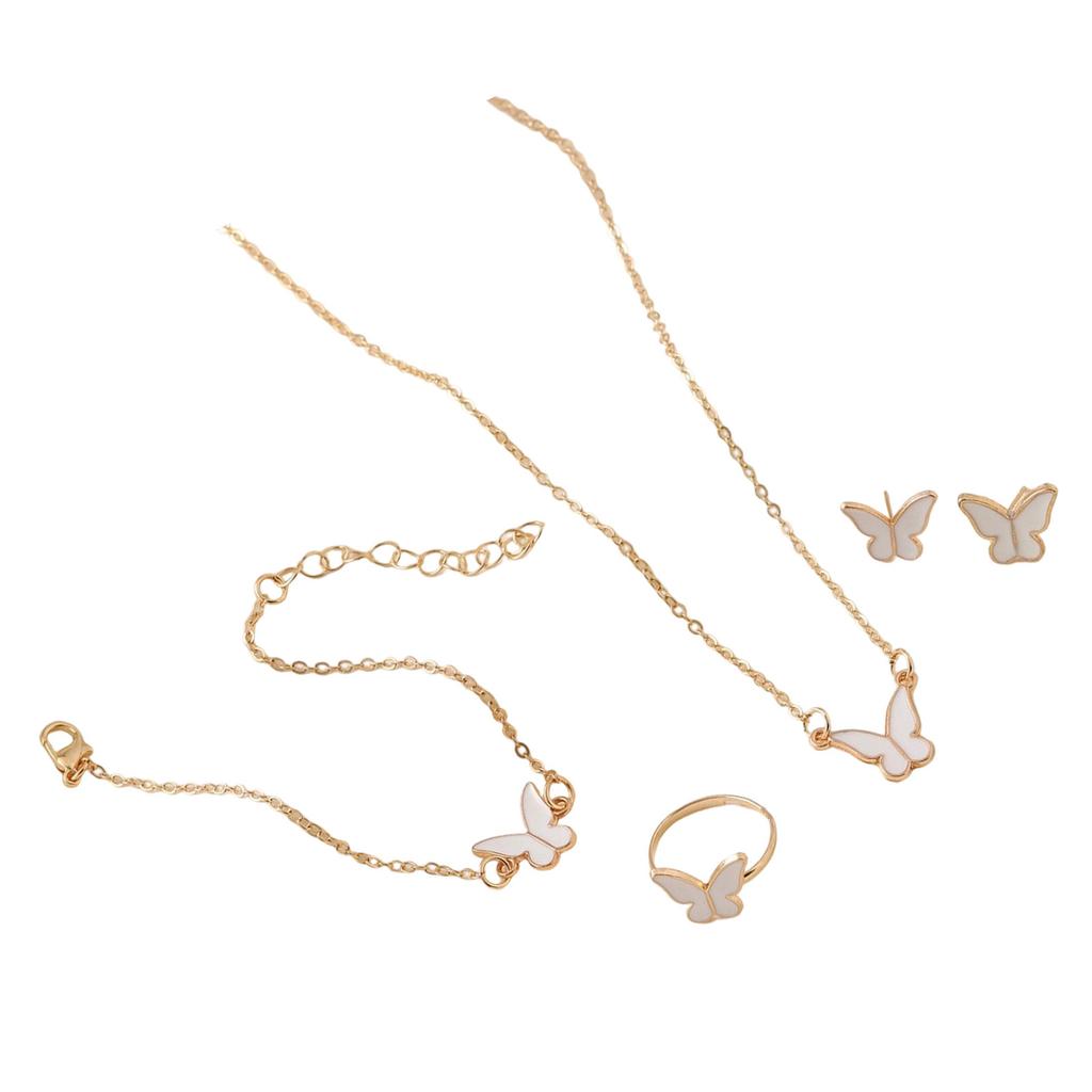 Chic Butterfly Pendant Necklace Bracelet Ring Earrings Set for Fashion Forward Women Looking To Enhances Their Outfits