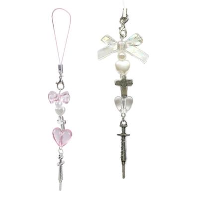Seringue Nœud Papillon Pendentif Suspendu Doux Cool Dragonne de Téléphone Décoration de Sac Lanière Suspendue Portable Y2K Cadeau pour Filles Femmes