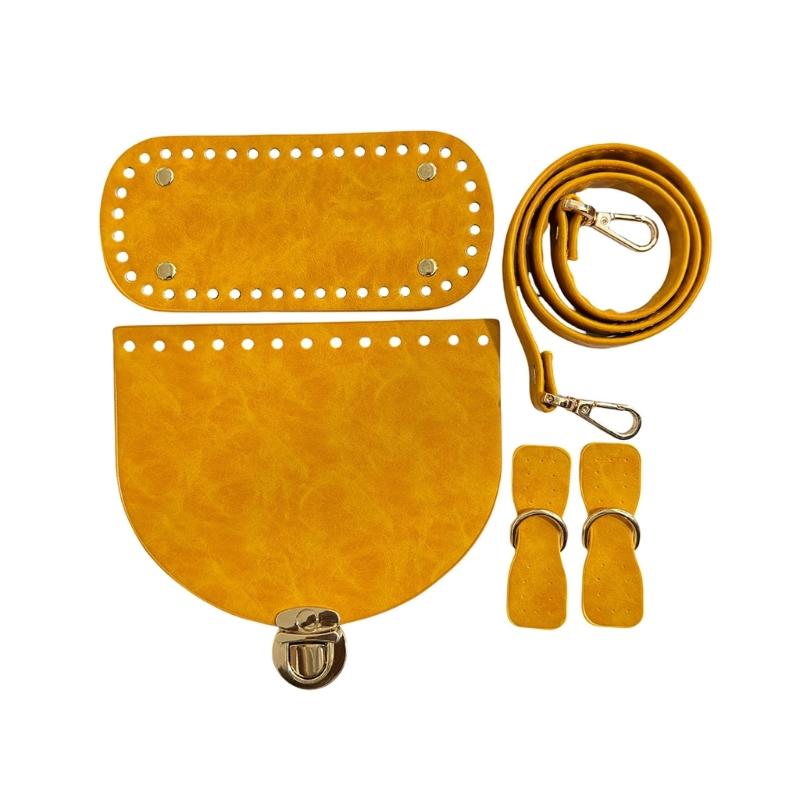 DIY PU Leather Bag Knitting Set Bag Strap Bag Lock Flap Cover Bag Bottom Leather Bag Making Accessories for Shoulder Bag