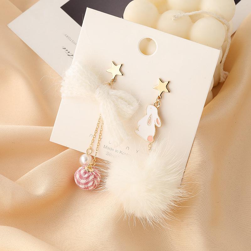 Korean Exquisite Stars Moon Dangle Earrings For Women Cute Kitten Rabbit Flowers Asymmetric Tassel Earring Wedding Jewelry