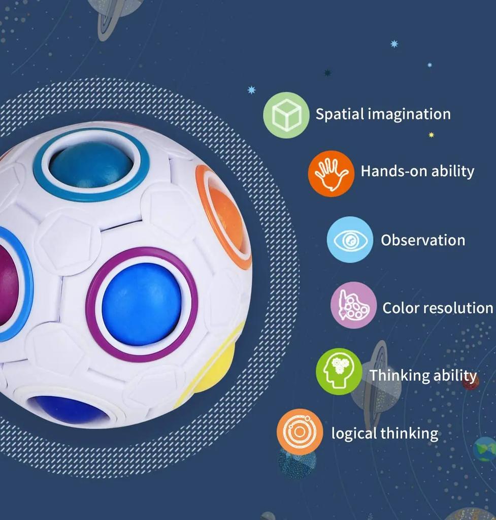 Rainbow Puzzle Ball Magic Speed Cube Ball Fun Stress Reliever Magic Ball Sensory Toys Puzzle Fidget Ball For Kids Autism Adults