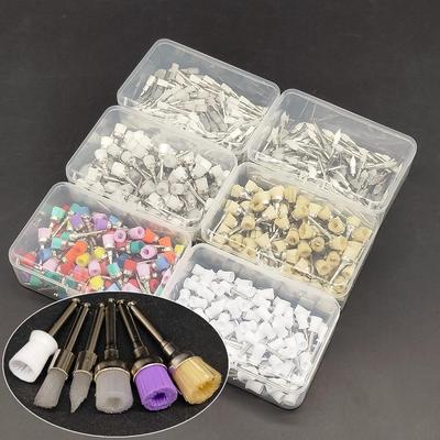 Dental Polish Brush Set Dental Prophy Polishing Brush Flat and Tapered Polisher Bowl Nylon Teeth Whitening Material