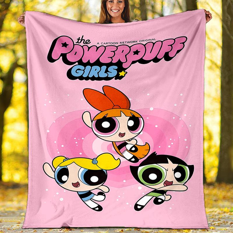 The Powerpuff Girls Theme Printed Blanket - Perfect for Couch, Bed, Travel & Outdoor Use | Machine Washable, Cozy & Durable.