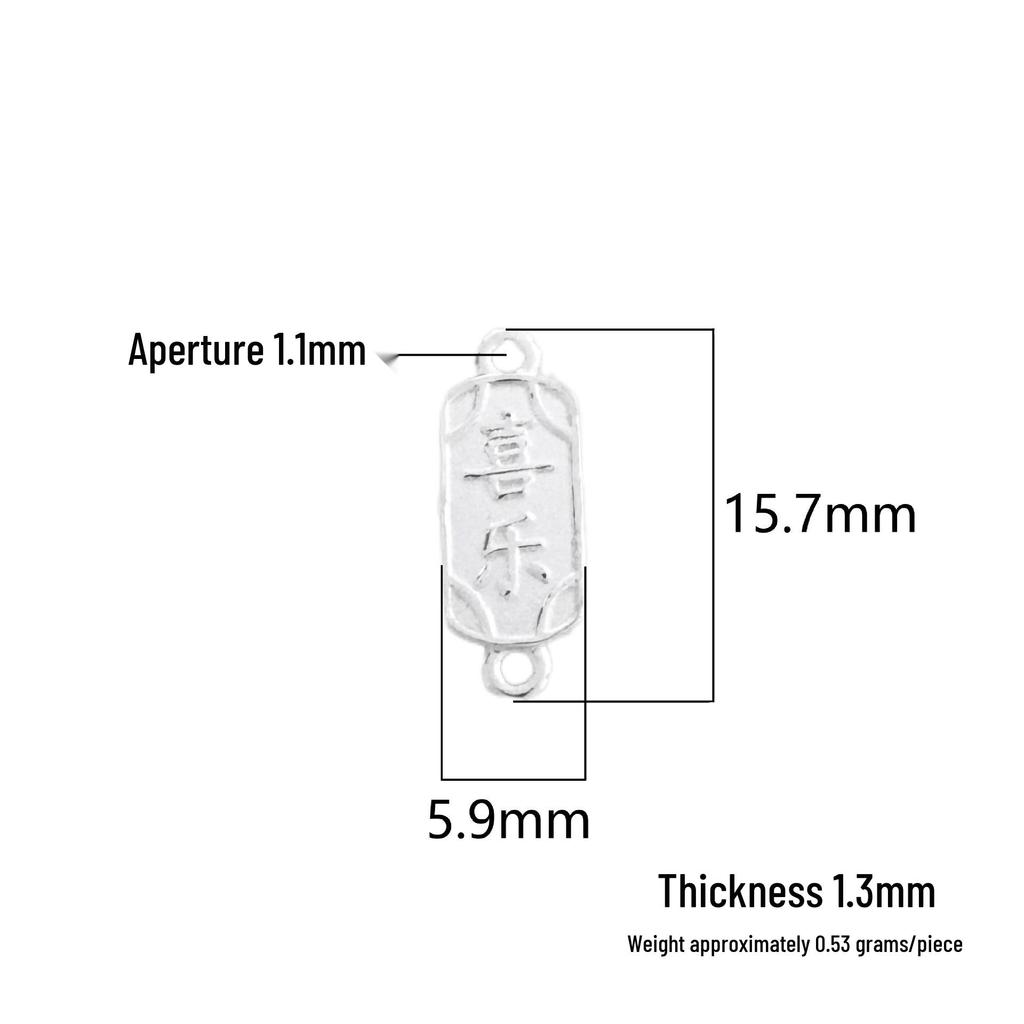 S999 Sterling Silver Chinese Peace & Joy Bracelet with Double Hole Pendant for DIY Crystal Necklace & Beading Rope Weaving.