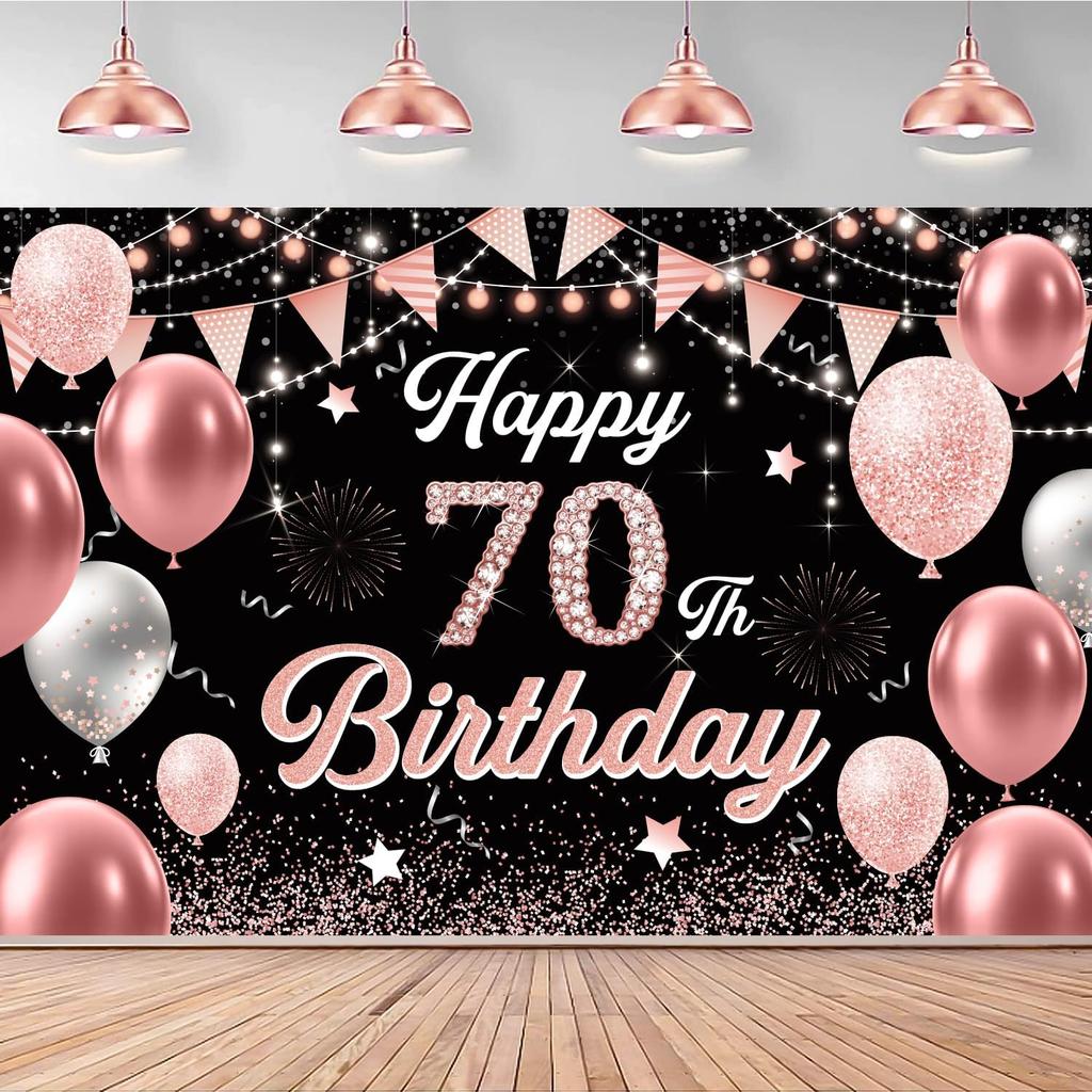 50th Birthday Decorations for Men Women - Happy 50th Birthday Banner Party Decorations Black Gold 50 Years Birthday Party Suppiles Background for