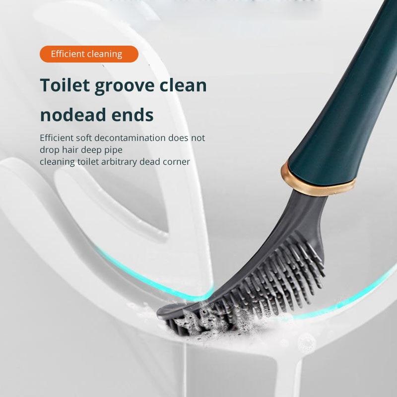 Toilet Brush Household Long Handle Soft Hair Toilet Cleaning Brush Set Silicone No Dead Angle Wall Hanging Toilet Cleaning Brush