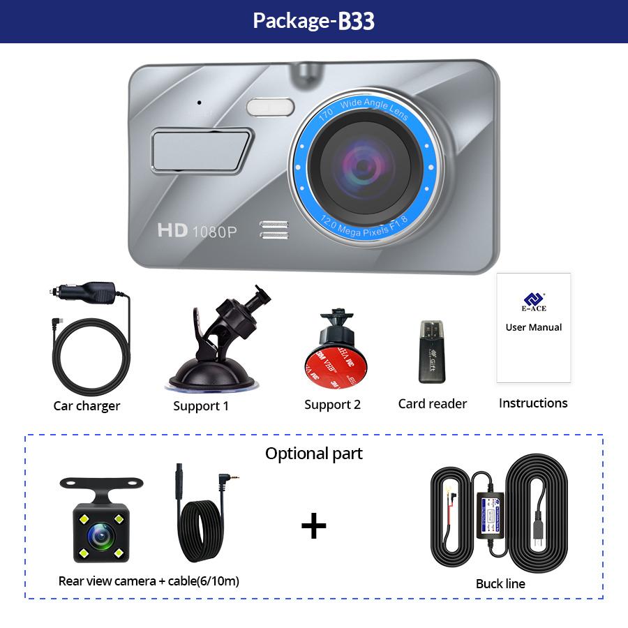 E-ACE FHD 1080P GPS Dash Cam with 3-inch IPS Screen, WDR, 32GB Storage & Parking Monitoring