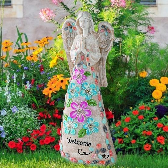 

Садовые скульптуры Изысканные садовые фигурки ангелов из смолы на солнечной энергии, устойчивые к ультрафиолетовому излучению