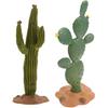 ULTNICE Fake Cactus Statues, 2pcs Realistic Artificial Cactus Figurine for Reptile Aquarium, Simulated Succulent Plant for Home Garden and Office,