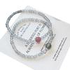 Qiaoen Women's Crystal Bracelet: Gray Moonstone, Strawberry Quartz & Green Rutilated Quartz, Extremely Fine 3mm Beads, Unique Niche Design
