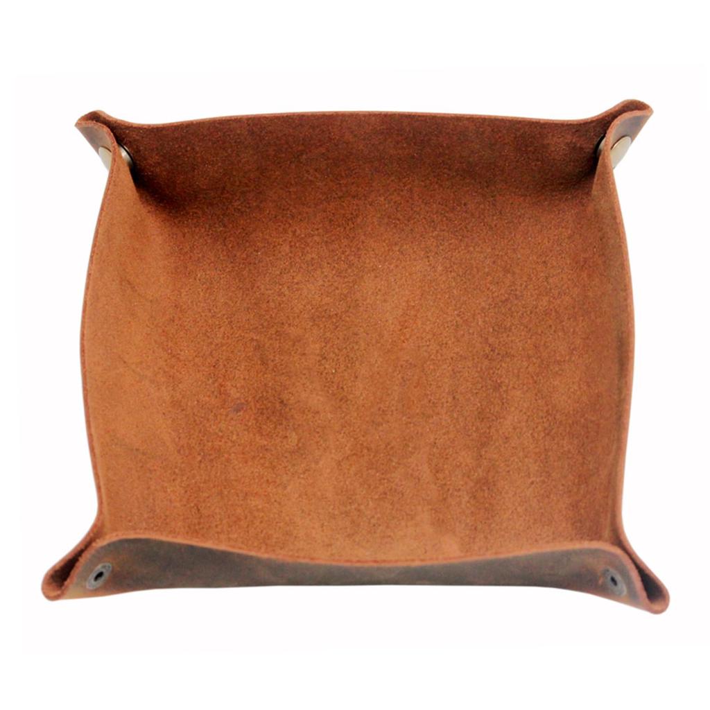 boshiho Leather Small Organizer Tray, Square, for Accessory Storage, Key Holder, Entryway Storage, Office Use, Travel, Portable, Birthday Gift, Dark