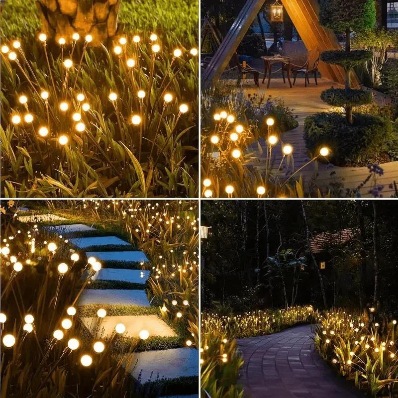 6/8/10 LED Solar Gartenleuchte Schwingende Solar Wasserdichte Glühwürmchenleuchte Außen Hof Terrasse Weihnachten Gartendekoration Warm & Mehrfarbig