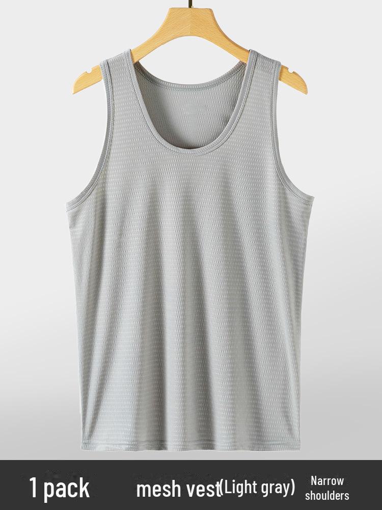 Pánská letní fitness ledová hedvábná síťovaná tílka bez rukávů rychleschnoucí