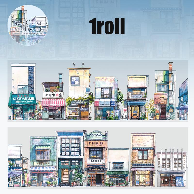 1 Roll Street View PET Tape For Scrapbooking DIY Journal Stickers Collage Art Phone Case Notebook Decoration Gift Craft Supplies
