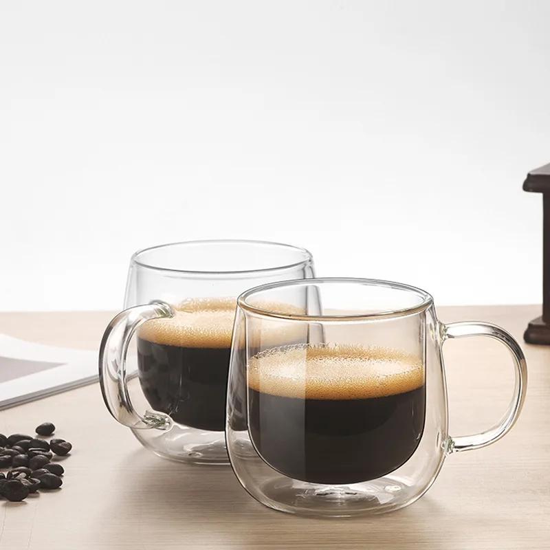 Heat-Resistant Double Wall Glass Cup Beer Coffee Cup Set Handmade Beer Tumbler Mug Tea Whiskey Mugs Transparent Drinkware