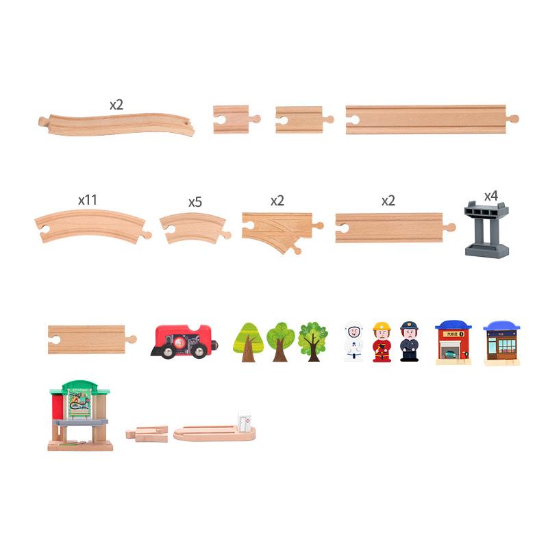 Wooden Transit Center Track Collection Is Compatible with All Brands of Railway Toys Road Accessories Assembled for Kids Gifts PD63