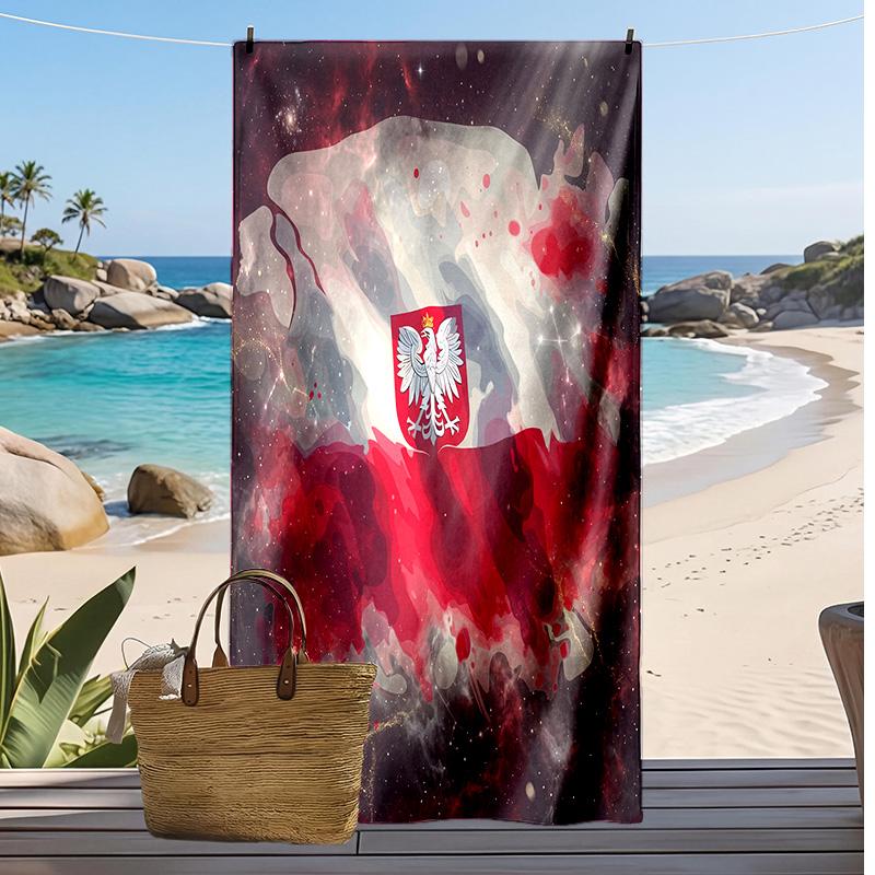 Asciugamano da Spiaggia con Stampa Calcio Polonia Asciugatura Rapida Super Assorbente Morbido Asciugamano da Bagno per Nuoto Spiaggia Viaggio Souvenir Regalo