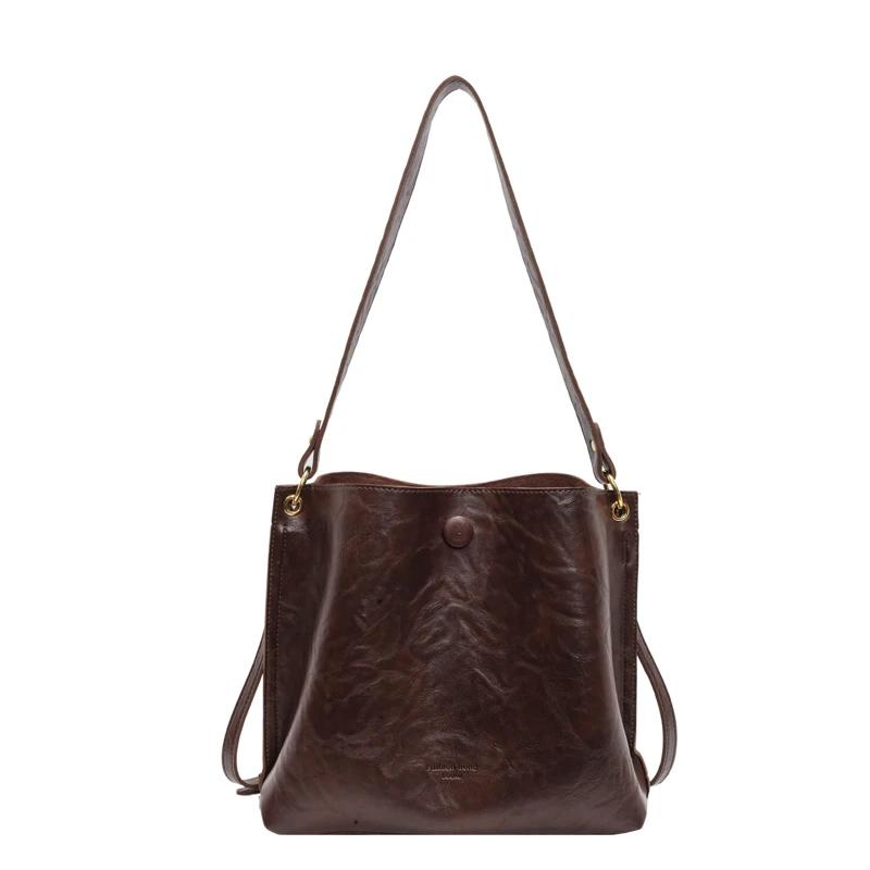 

Новая осенне-зимняя женская сумка, ретро-дизайн, большая вместительная сумка-ведро на одно плечо, косметичка через плечо