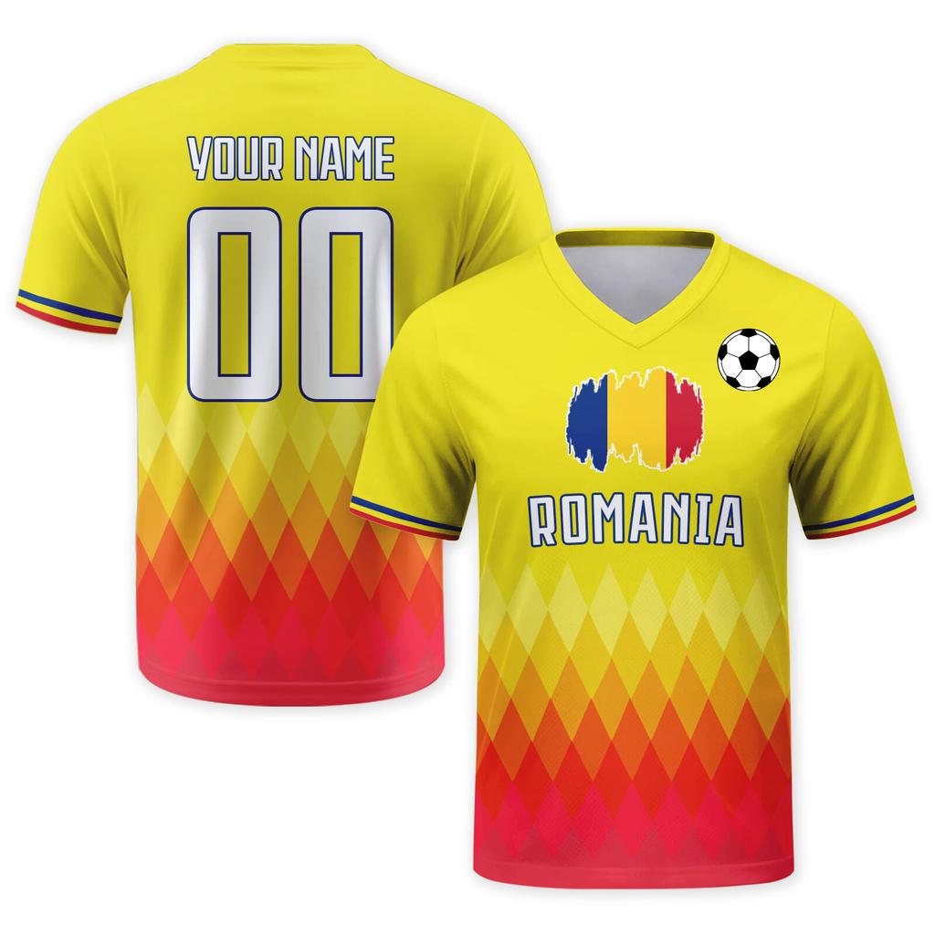 Customizable Soccer Jersey Shirt with V Neck Short Sleeves Pattern Front and Back Print for Sports and Team Use