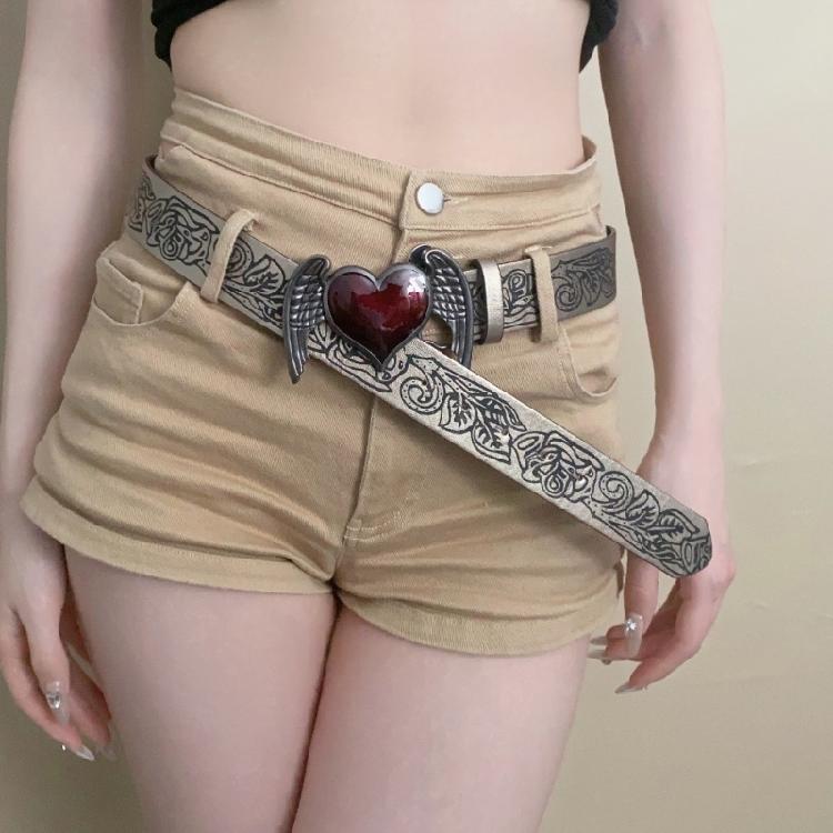 Ausgefallener Retro Metall-Hüftgürtel mit Herz-Flügel-Design Punk Rock Mode für Damen Herren