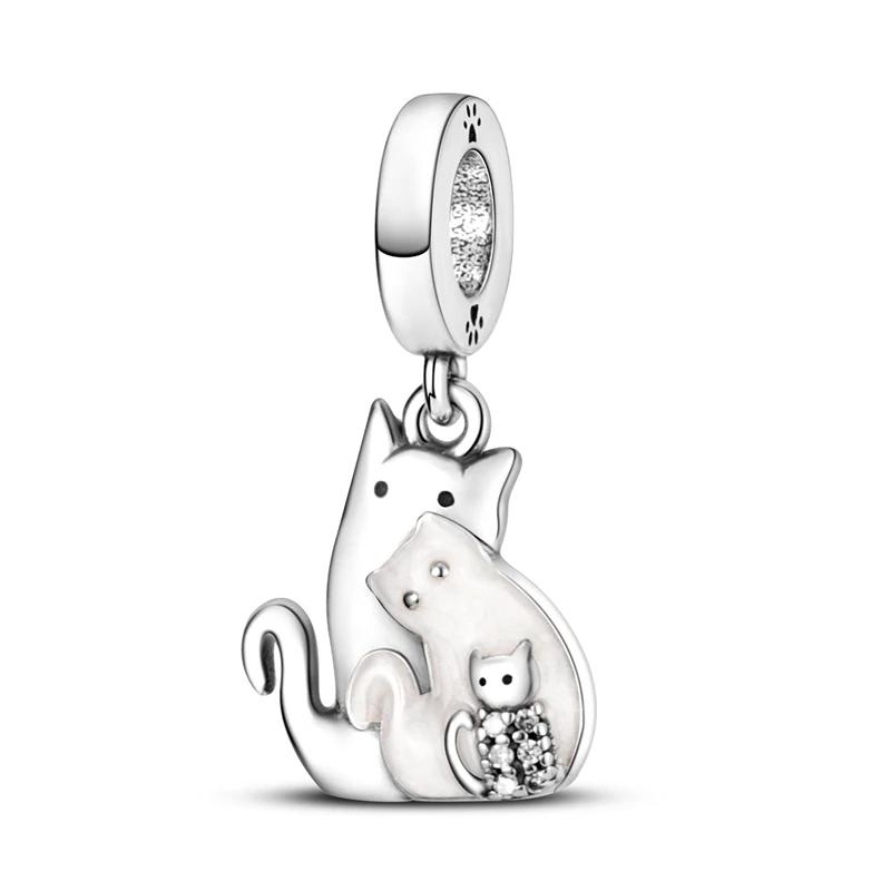 925 Silver Animal Charms Beads for DIY Bracelet Lovely Dog Cat Pendants Jewelry for Women