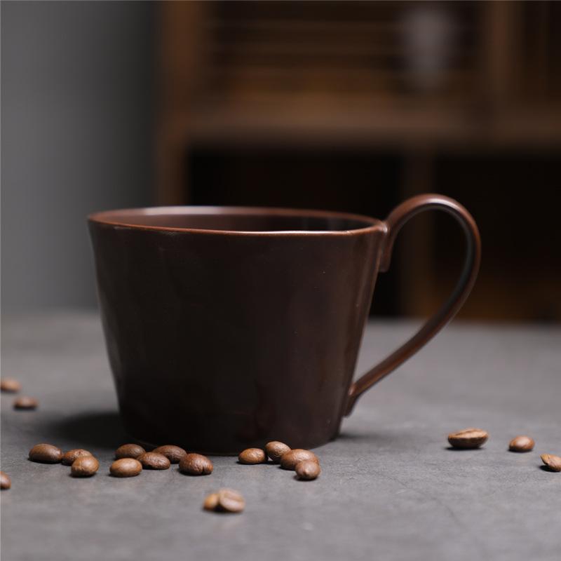 Retro Ceramic Large-Capacity Water Cup Coarse Pottery Afternoon Tea Coffee Cup Home Silent Wind Breakfast Cup