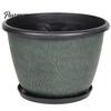 Large Plastic Planters for Outdoor 12 Inch Thickened Flower Pots Indoor, Leaf-Pattern Texture Stable Heavy Duty Plant Planter with Drainage