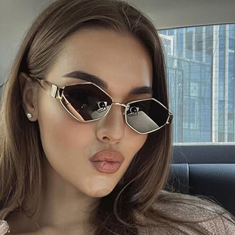 Trendy Polygonal Sunglasses for Women Luxury Brand Metal Small Frame Sun Glasses Ladies Classic Vintage Punk Eyewear Shades