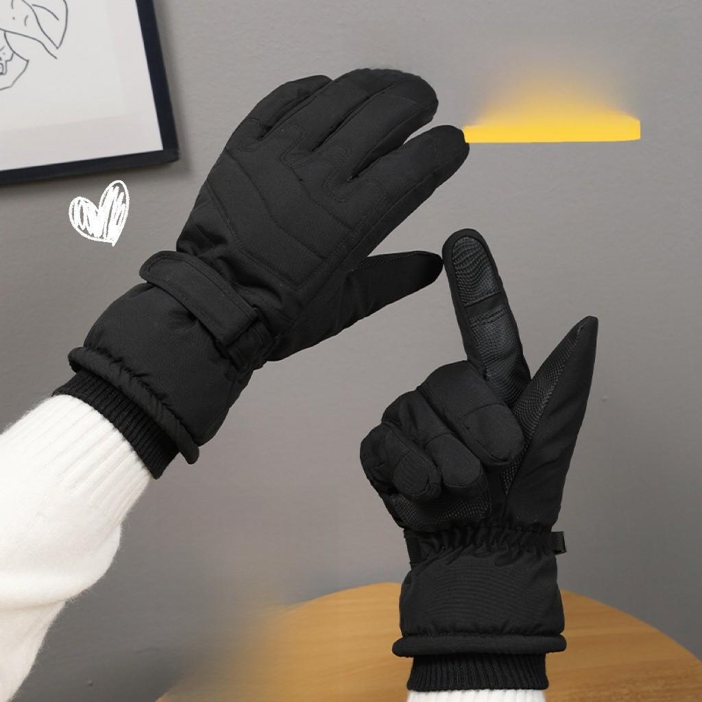 Snow Sports Thermal Insulated Gloves For Outdoor Cycling And Skiing With Windproof Features Black