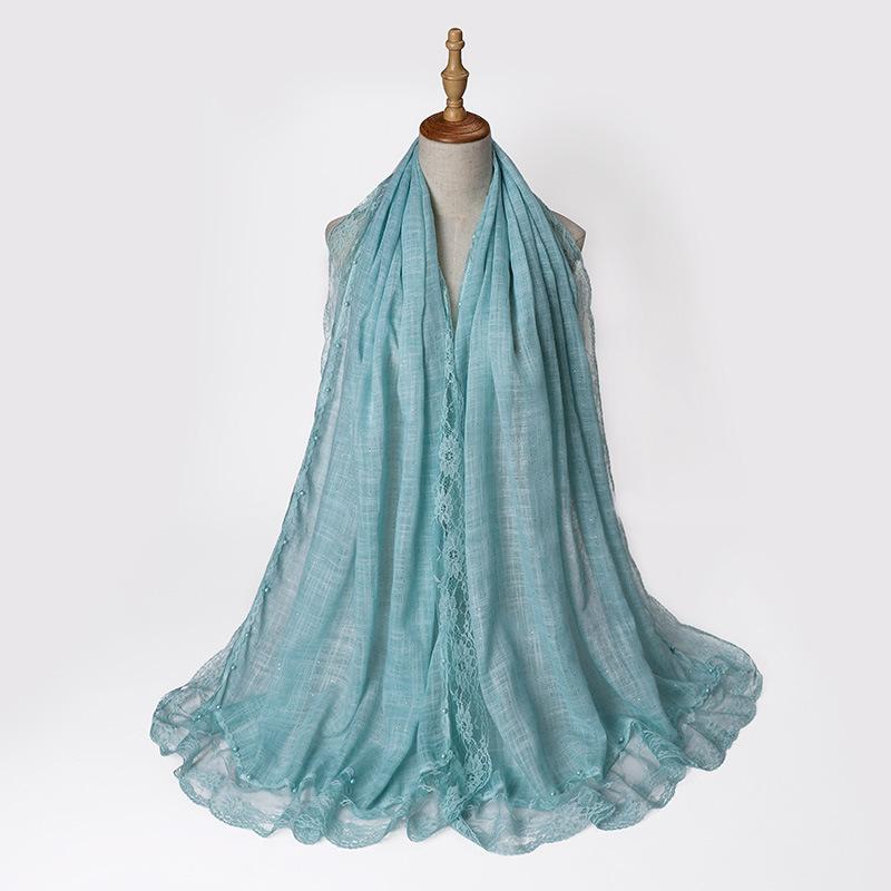 Solid Plain Lace Flower Patchwork Scarf for women Muslim Islamic Hijab Head Scarves Shawls Female Long Pashmina Headwear
