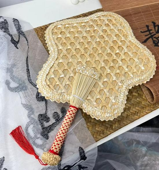 Handmade Woven Palm Leaf Fan for Children and Babies - Sunflower Design